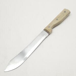Vtg Frontier Forge 8" Butcher Slicer Knife Japan Stainless Wood Handle Full Tang